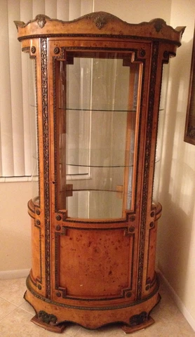Antique French Style Oval Curio Cabinet with Bronze Decorations Cover