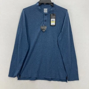 Callaway Swing Tech ECO Henley T-Shirt Mens Medium Peacoat Heather Blue Golf NWT - Picture 1 of 17