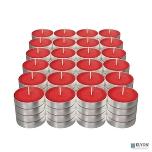 192 Apple Cinnamon Scented Red Wax Tealight Candles in Tin Holder, 4 Hour Burn - Picture 1 of 13