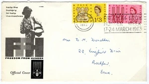 GB QEII FDC FREEDOM FROM HUNGER Slogan FAO Official First Day Cover 1963 8b.15 - Picture 1 of 12