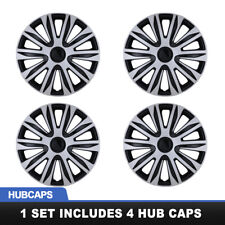 16" Set Of 4 Silver & Black Wheel Covers Snap On Hub Caps Fit R16 Tire+steel Rim