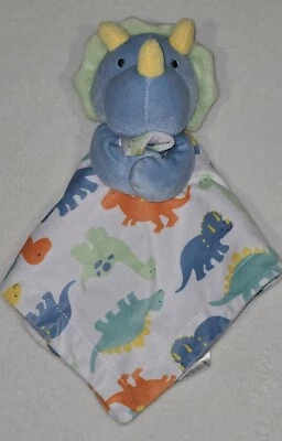 Cobertor de segurança Baby Essentials dinossauro tricerátopo bebê pelúcia brinquedo macio amoroso - Imagem 1 de 3