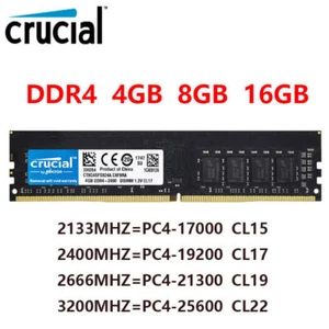 Crucial DDR4 4GB 8GB 16GB Memory Ram PC4 2133 2400 2666 3200MHZ 1.2V UDIMM - Picture 1 of 6
