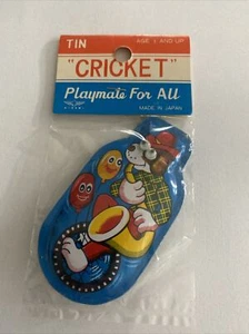 VINTAGE TIN CRICKET TOY BY  PLAYMATE OF ALL  NEW IN PACKAGE - Picture 1 of 5