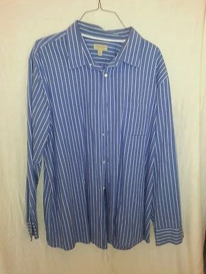 Sonoma Men's Long Sleeve Dress Shirt Size XXL Blue w/ White Stripes  - Image 1 of 3