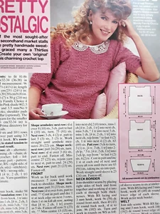 Crochet Pattern Womens Sweater 32 - 38" 4 Ply Thirties Look Magazine Extract - Picture 1 of 1