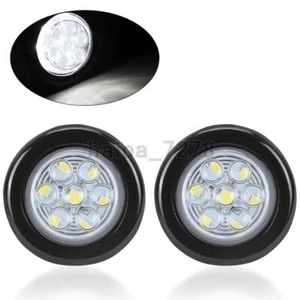 Remolque 2X blanco 2" redondo espacio libre LED luces marcador lateral 12V impermeable - Imagen 1 de 10