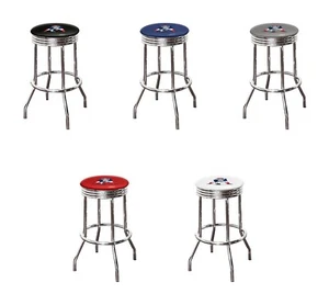 Bar Stool 31" Tall NFL Chrome Backless Swivel Seat Football Team Logo Decal - Picture 1 of 44