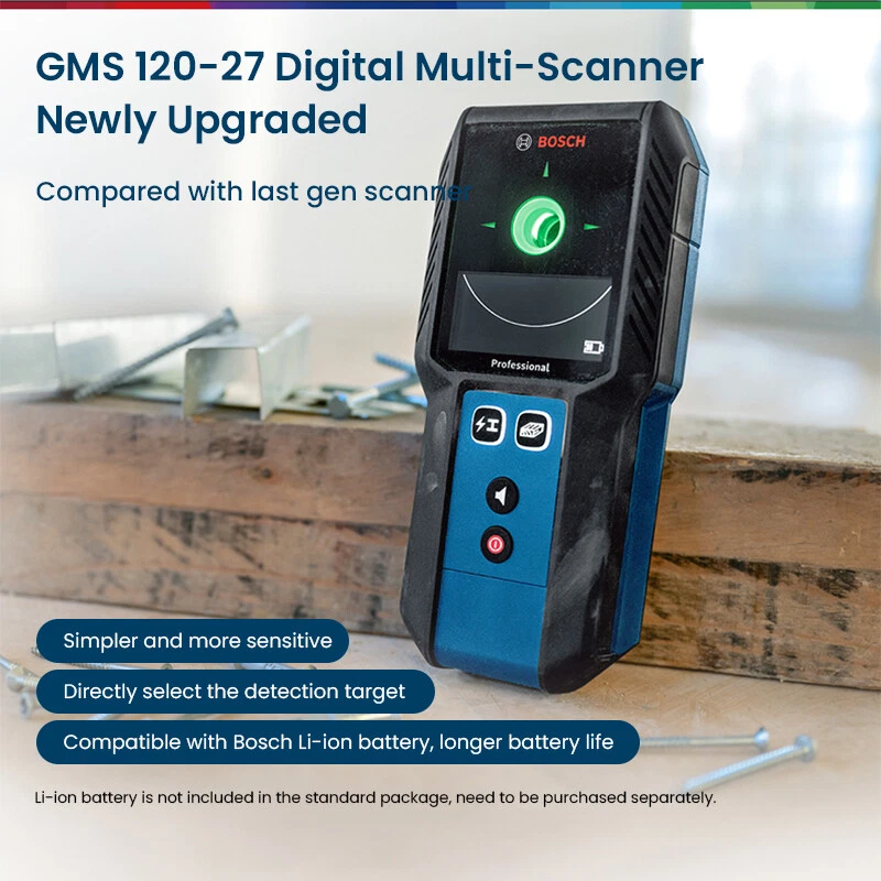 Bosch Wall Detector Gms120-27 Can Measure Metal and Live Wires In Walls with Bag - Image 1 of 4