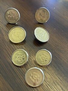5 And 10 Peso Gold Coin Cufflink and 5 Coin Button Set