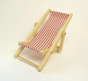 Red Deckchair Dolls House Miniatures Deckchair Ideal Fairy Garden 1/12th scale - Picture 1 of 1