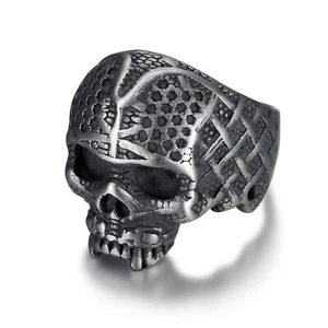 Mens Gothic Stainless Steel Biker Skull Ring Men Size 7 8 9 10 11 12 13 14 Gift - Picture 1 of 6