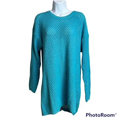 Delia McKain vintage  blue Loose Knit Sweater Longsleeve Woman size small     BF - Imagem 1 de 4
