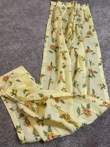 Vintage 70’s Drapery Light Yellow Rose Floral 83in X 23in Two Panels - Picture 1 of 5