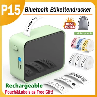 Bluetooth Etikettendrucker P15 Etikettiergerät Labeldrucker Beschriftungsgerät - Bild 1 von 4