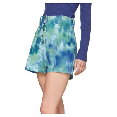 Новый 3.1 Philip Lim высоты джинсовой ткани шорты синий зеленый галстук краситель кнопка спереди размер 4 - Изображение 1 из 4