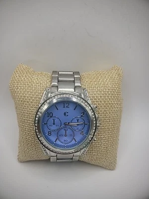 Reloj Pulsera Mujer Vintage Tono Plateado Esfera Azul Cristales Analógicos Foto 1 de 4