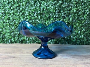 Vintage Wikinger Glas Bluenique 6 Blütenblätter Kompott Standschale MCM - Bild 1 von 9