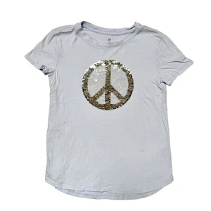 Gap Peace Sign Flip Sequin Shirt Size 8  - Picture 1 of 6