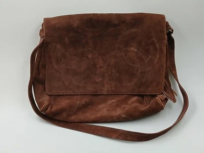 Chanel Triple CoCo Mark Shoulder Bag Crossbody Bag Suede Brown Handbag w/ Tassel - Image 1 of 4