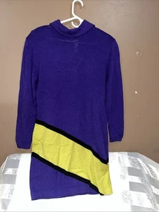ST JOHN Purple Knit Dress Geometric Size M Vintage Dress - Picture 1 of 3