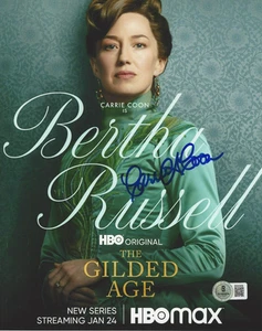 CARRIE COON SIGNED 'THE GILDED AGE' BERTHA 8x10 PHOTO ACTRESS BAS BECKETT COA - Picture 1 of 2