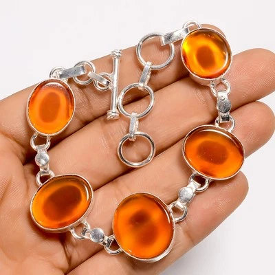 Pulsera hecha a mano de plata 925 con piedras preciosas de cornalina natural 6-8" ARB-1361 Foto 1 de 3