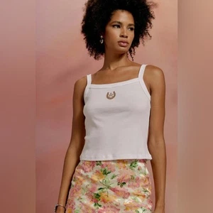 NWT Daydreamer Metallic Horse Shoe Sporty Tank Bleach White Western XL Beyoncé - Foto 1 di 8