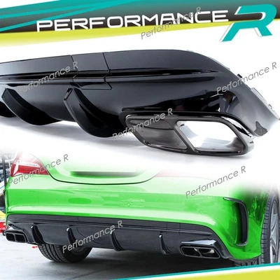 Difusor trasero + escape negro Mercedes CLA 180 220 250 C117 X117 CLA45 16+ - Imagen 1 de 4