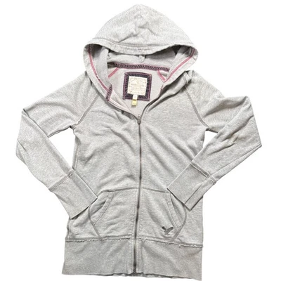 American Eagle Outfitters Sudadera con Capucha Cremallera Borde Crudo M Gris De Colección Y2K Foto 1 de 4