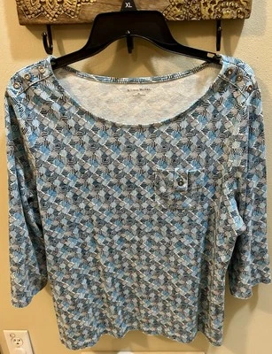 Studio Works Size XL Blue Multi Color Shirt With Decorative Buttons - Image 1 of 4