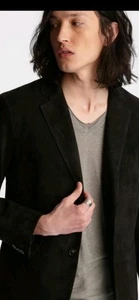 NWOT JOHN VARVATOS BLACK SUEDE 2 BUTTON BLAZER. SIZE 52R. RETAILS $2498 - Picture 1 of 12