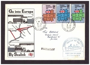 1973 European Communities Sealink first day cover with Calais CDS & Paquebot. - Picture 1 of 2