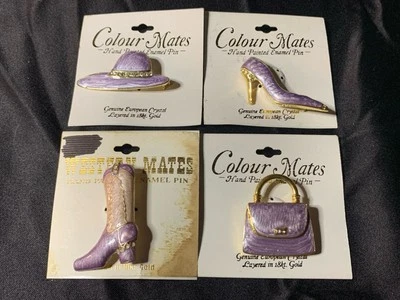 PIN BROCHE ESMALTE ESTRÁS ORO 18K SOMBRERO BOTA TACÓN ALTO MONEDERO COLECCIÓN Foto 1 de 4