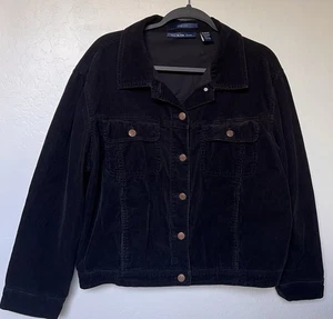 Giacca donna vintage anni 90 Bill Blass jeanswear nera velluto a coste elasticizzato grande - Foto 1 di 5