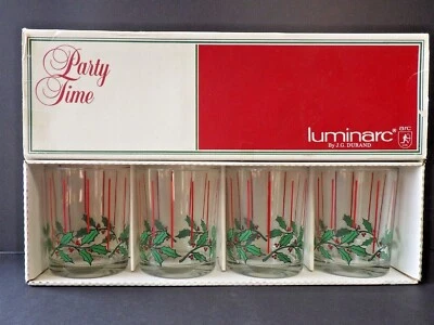 Luminarc Set of 4 Party Time Holly Cheer 14 oz. Double Rocks Glasses - Image 1 of 4