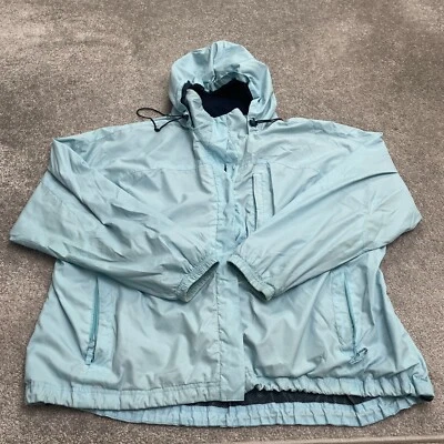 Chaqueta cortavientos con capucha Athletic Works para mujer 3X azul cremallera completa bolsillos nailon Foto 1 de 4