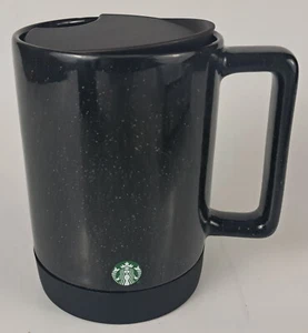 Tazza da viaggio Starbucks 2022 ceramica maculata nera con coperchio inferiore in gomma 14 oz - Foto 1 di 6