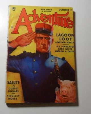 ADVENTURE PULP OCT 1ST 1934 ANDREW A CAFFEY ROBERT E PINKERTON KINGSLEY MOSES - Image 1 of 4