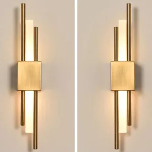 2X Goldene LED Beleuchtung Industrie LEDleiste Wandlampe Innenwandleuchte 40cm - Bild 1 von 9