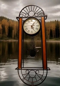 Howard Miller Wall Clock Glass Face/ Quartz Movement Round in Black/ Wood - Picture 1 of 6