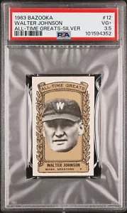 1963 Bazooka All Time Greats Silver #12 WALTER Johnson PSA 3.5 Pop 1, 13 higher - Picture 1 of 2