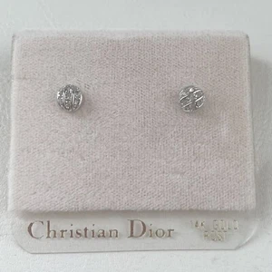 NEW NWT Vintage Christian Dior 14k Gold Post Mini Round Crystal Stud Earrings - Picture 1 of 6