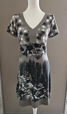 COSIMA by No.1 Sommerkleid Jerseykleid Minikleid grau beige schwarz weiß 36 - Bild 1 von 4