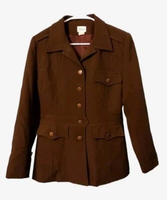 Abrigo Chaqueta Vintage Neiman Marcus Marrón Mujer Talla 6 Bolsillos Botones Estrella EE. UU. Foto 1 de 4