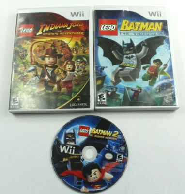 Wii Lego Juego Lote de 3 Batman 2 DC Super Heros Indiana Jones Adventures Foto 1 de 4