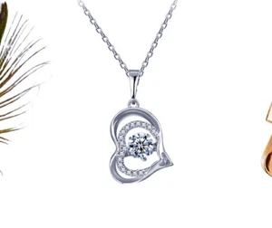 Luxus Herzkette Herz Anhänger Moving Kristall 750er Weißgold 18K vergoldet - Bild 1 von 9