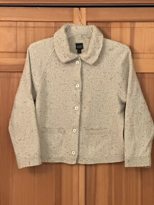 Chaqueta Suéter Eileen Fisher Avena Tostado Corderos Lana Angora Talla Grande Foto 1 de 4