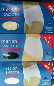New Women's 3 Pack Designer Marlon Lycra Full Brief Maxi Briefs Smooth Knickers - Picture 1 of 4