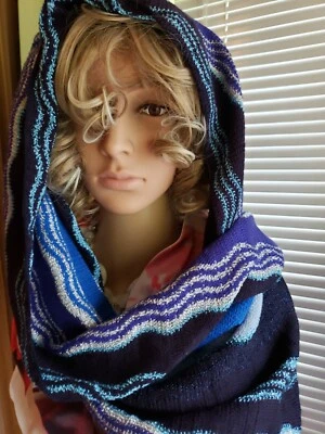 MISSONI, bufanda, lana, viscosa, color azul, hecho en Italia, nuevo Foto 1 de 2